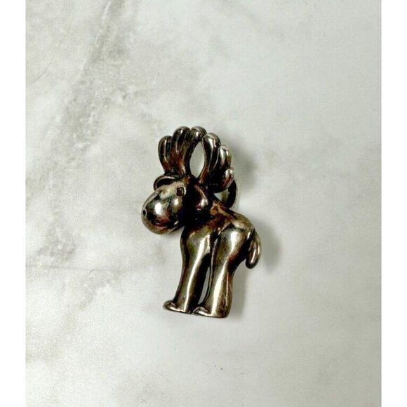 Sterling Silver Moose Pendant with a Sweet Expression - 1 1/8" - Picture 2 of 6